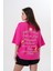 Kalın Pamuklu Kruvasan Baskılı Oversize T-Shirt 3