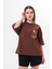 Kalın Pamuklu Kruvasan Baskılı Oversize T-Shirt 2