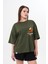 Kalın Pamuklu Kruvasan Baskılı Oversize T-Shirt 1