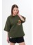 Kalın Pamuklu Kruvasan Baskılı Oversize T-Shirt 3