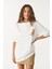 Kalın Pamuklu Kruvasan Baskılı Oversize T-Shirt 1