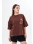 Kalın Pamuklu Kruvasan Baskılı Oversize T-Shirt 3