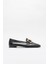 Siyah Deri Kadın Loafer 1