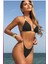 Siyah Askılı Bikini Takımı Ayarlanabilir Büzgülü Etek Tatil Stil 4
