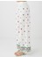 Ekru %100 Pamuk Rahat Kesim Bol Paça Çiçek Desenli Pantolon 4
