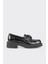 Siyah Deri Kadın Loafer 1