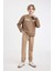 Erkek Çocuk Beli Bağcıklı Lastikli Paça Cepli Basic Düz Jogger Gabardin Pantolon A9395A824WN 4