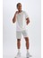 Fit Gri Slim Fit Dar Kesim Sporcu Standart Paça Şort V3030AZ24AU 4