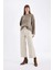 Culotte Gabardin Pantolon Yüksek Bel Basic Düz Cepli Geniş Bol Paça C7535AX24AU 3
