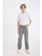 Erkek Çocuk Straight Fit Düz Paça Cepli Gri Basic Düz Jean Pantolon C3697A824WN 2