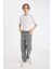 Erkek Çocuk Straight Fit Düz Paça Cepli Gri Basic Düz Jean Pantolon C3697A824WN 3