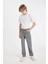 Erkek Çocuk Straight Fit Düz Paça Cepli Gri Basic Düz Jean Pantolon C3697A824WN 4