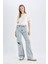 90's Wide Leg Yırtık Detaylı Yüksek Bel Paça Ucu Kesik Uzun Jean Yıkamalı Pantolon C2395AX24SP 4