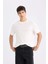 %100 Pamuk New Regular Fit Bisiklet Yaka Basic Düz Kısa Kollu Beyaz Tişört V7699AZ25SP 3