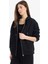Siyah Okula Dönüş Relax Fit Kapüşonlu Kalın Basic Düz Cepli Fermuarlı Sweatshirt D8717AX24WN 3