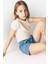 Kız Çocuk Slim Fit Dar Kesim Bisiklet Yaka Basic Düz Fitilli Kaşkorse Kısa Kollu Tişört B3053A825SM 1
