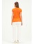 Bisiklet Yaka Kısa Kollu Normal Size Baskılı Basic Kadın T-Shirt 20601 Oranj 4
