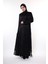 Jessica Kumaş Siyah Desenli Şık Abaya – Tesettür Moda (Sadece Abaya) 1