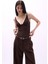 V Yaka Biye Detay Kahverengi Bodysuit 1