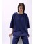 Bisiklet Yaka Oversize Lacivert T-Shirt 1