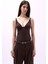 V Yaka Biye Detay Kahverengi Bodysuit 3