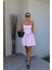 Pembe Biye Detay Mini Elbise 5