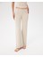 Kadın Krem Flare Pijama Pantolon - EcoVero™ Viskoz, Bol Paça, Tek Katlı, Büzgülü Bel, Ev ve Pijama Kullanımı İçin Maksimum Konforlu Pantolon 1