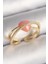Pirinç Gold Renk Pembe Kristal Kalp Model Zirkon Taş Detaylı Kadın Yüzük 1