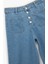 Normal Paça Düğmeli Yüksek Bel Pamuklu Geniş Paça Crop Jean Pantolon - Wide Leg Jeans 3
