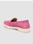 MonaMae %100 Hakiki Deri Pembe Süet Kadın Loafer 5