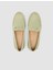 %100 Hakiki Deri Yeşil Süet Kadın Loafer 4