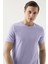 Slim Fit Galaktik Leylak Düz Kabartma Baskılı T-Shirt 2