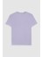 Slim Fit Galaktik Leylak Düz Kabartma Baskılı T-Shirt 5