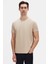Ds Damat Regular Fit Bej Düz Nakışlı %100 Pamuk T-Shirt 1