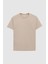 Ds Damat Regular Fit Bej Düz Nakışlı %100 Pamuk T-Shirt 5