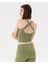 Kadın Açık Yeşil Halter Half Crop Bluz - EcoVero™ Viskoz, İç Sütyenli, Göğüs Pedli, Halter Yaka, Crop Spor Bluz 2