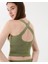 Kadın Açık Yeşil Halter Half Crop Bluz - EcoVero™ Viskoz, İç Sütyenli, Göğüs Pedli, Halter Yaka, Crop Spor Bluz 3
