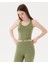 Kadın Açık Yeşil Halter Half Crop Bluz - EcoVero™ Viskoz, İç Sütyenli, Göğüs Pedli, Halter Yaka, Crop Spor Bluz 5