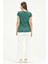 Bisiklet Yaka Kısa Kollu Normal Size Baskılı Basic Kadın T-Shirt 20601 Koyu Yeşil 4
