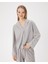 Kadın Gri Uzun Kollu Pijama Gömlek - Viskoz Karışım, Düğmeli, Gömlek Yaka, Serin ve Konforlu Pijama Üstü 1