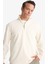 Comfort Fit Dik Yaka Dokulu Yarım Fermuarlı Waffle Sweatshirt D7543AX25SP 1