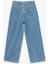 Normal Paça Düğmeli Yüksek Bel Pamuklu Geniş Paça Crop Jean Pantolon - Wide Leg Jeans 1