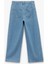 Normal Paça Düğmeli Yüksek Bel Pamuklu Geniş Paça Crop Jean Pantolon - Wide Leg Jeans 2