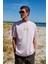 Copacabana Erkek Ön Arka Çatlayan Baskı Detaylı %100 Organik Pamuk Oversize Kısa Kollu Pembe T-shirt 2