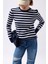 Bisiklet Yaka Çizgili Beyaz-Lacivet Bluz 5