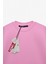 VELA Kadın Esnek Kumaşlı Bisiklet Yaka Oversize Fit Pembe T-Shirt 2