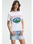 KARIVA Kadın Bisiklet Yaka Kısa Kollu Ön Baskı Detaylı Regular Fit Beyaz T-Shirt 2