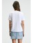 KARIVA Kadın Bisiklet Yaka Kısa Kollu Ön Baskı Detaylı Regular Fit Beyaz T-Shirt 6