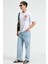FRESH Erkek %100 Pamuk Oversize Fit Baskılı Kısa Kollu Yuvarlak Yakalı Beyaz T-Shirt 5