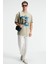 ZEST Erkek %100 Pamuk Oversize Fit Baskılı Kısa Kollu Yuvarlak Yakalı Taş Rengi T-Shirt 4